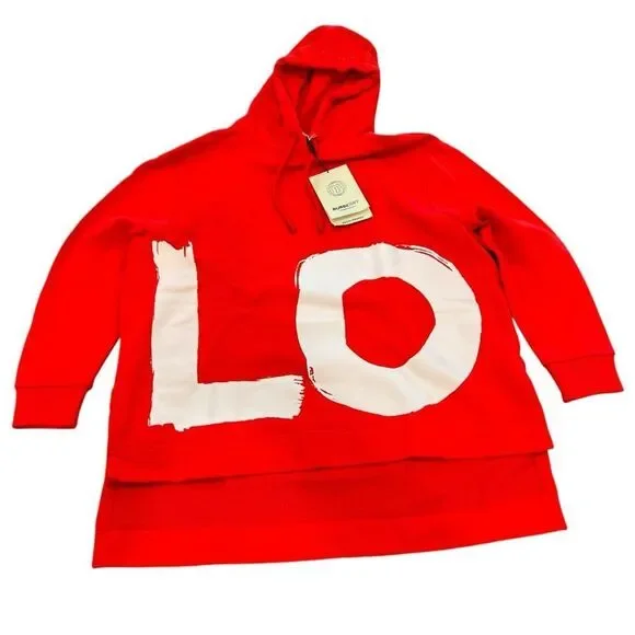 Burberry NWT Love Hooded Sweatshirt Red Unisex - Picture 1 of 14